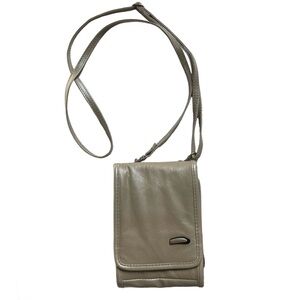 Travelon Pearl Taupe Leather Travel Convertible Adjustable Crossbody Bag